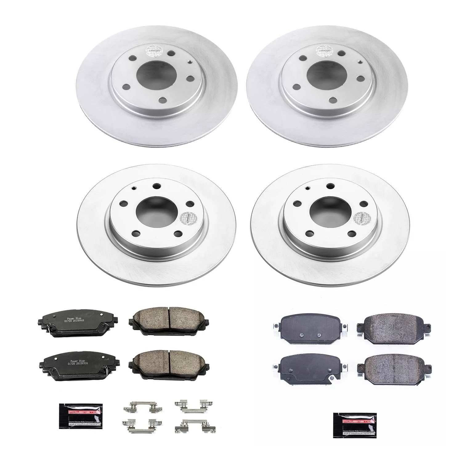 Power Stop Front and Rear CRK8350 Coated Brake Rotors and Z17 Ceramic Brake Pads Kit For Mazda CX-3 2019-2021 [Model Specific]