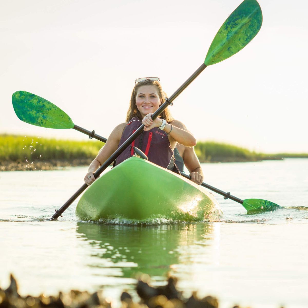 Ahi Carlisle Magic Plus Kayak Paddle with Polypropylene Blades and Wrapped Fiberglass Shaft, 220cm