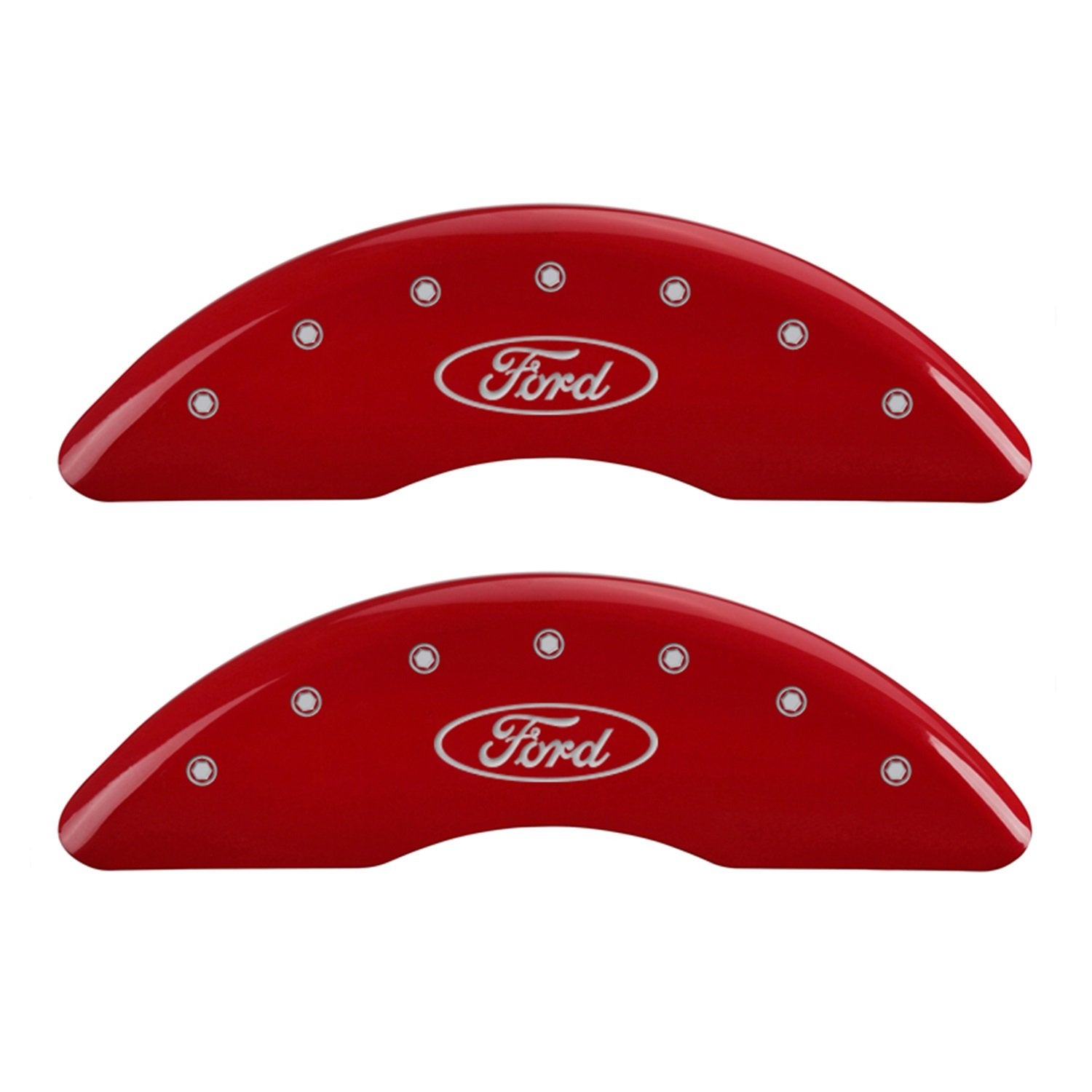 MGP Caliper Covers Red 10023SFRDRD Engraved with Silver Ford Oval (Set of 4)