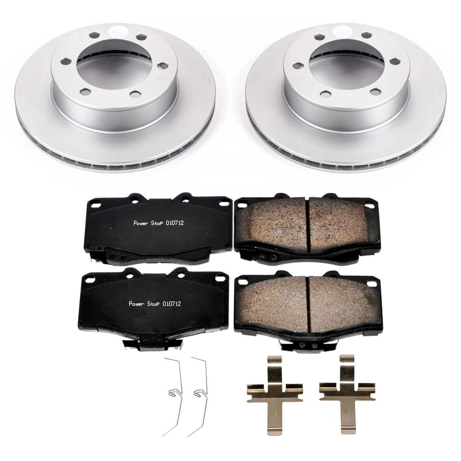 Power Stop CRK1233 Brake Rotor & Coated Ceramic Brake Pads- front For Toyota 4Runner 1995-2002, Toyota Tacoma 1995-2004 [Model Specific]