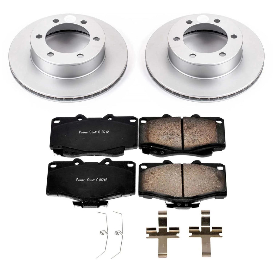 Power Stop CRK1233 Brake Rotor & Coated Ceramic Brake Pads- front For Toyota 4Runner 1995-2002, Toyota Tacoma 1995-2004 [Model Specific]