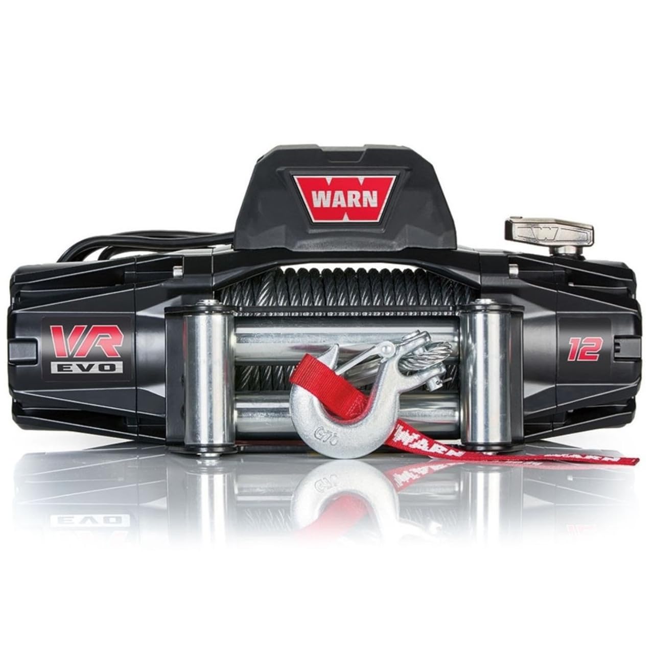 12 WARN 103254 VR EVO Electric 12V DC Winch with Steel Cable Wire Rope: 3/8" Diameter x 85' Length, 6 Ton (12,000 lb) Pulling Capacity