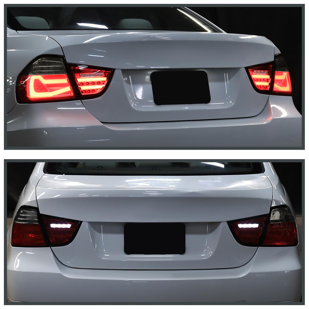 Full LED Chrome Red/Smoke Tail Lights SPEC-D TUNING w/Fiber Optic Parking Light S and trip and Sequential Turn Signals Compatible with 2009-2011 BMW E90 3-Series