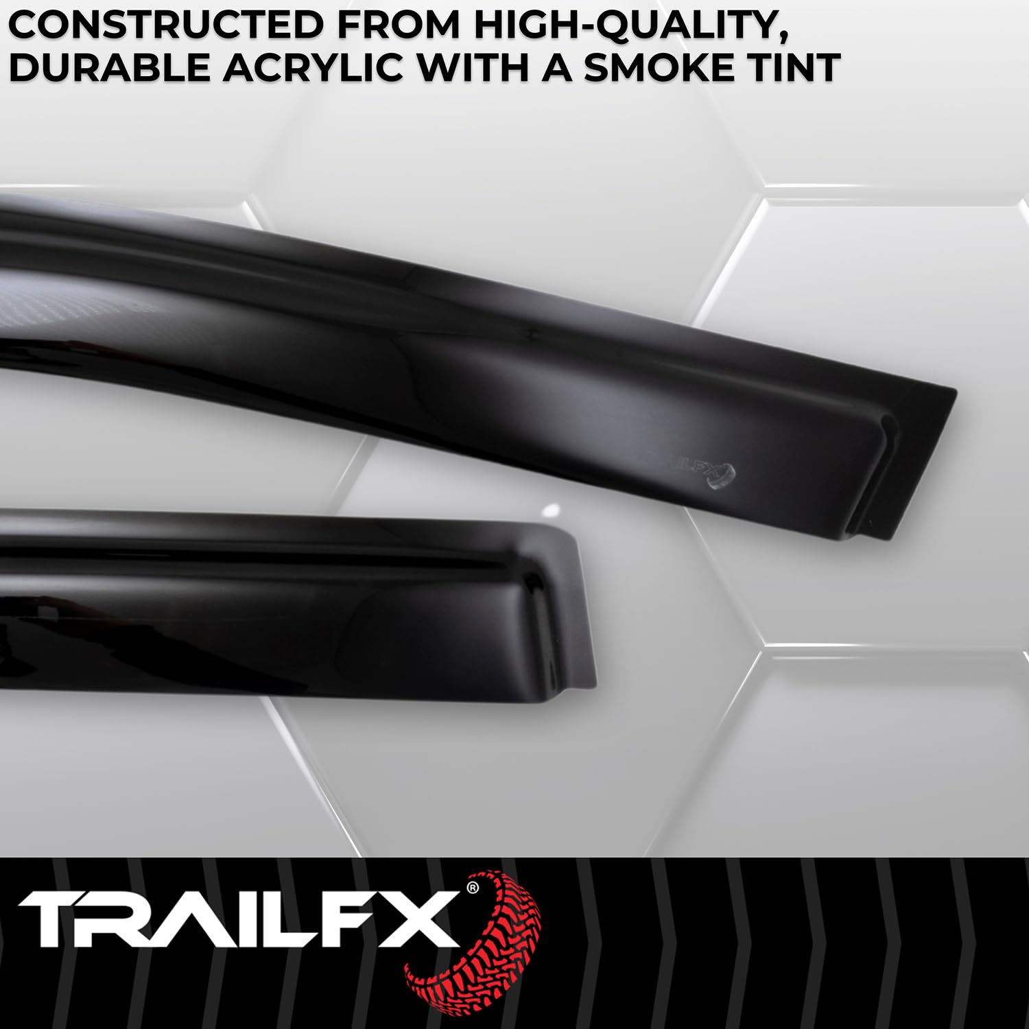 4-PC TrailFX 4182H Low Profile Tape-On Smoke Window Vents Acrylic Rainguards Fits 2022-2026 Ford Maverick Outside Channel Mount Set of 4