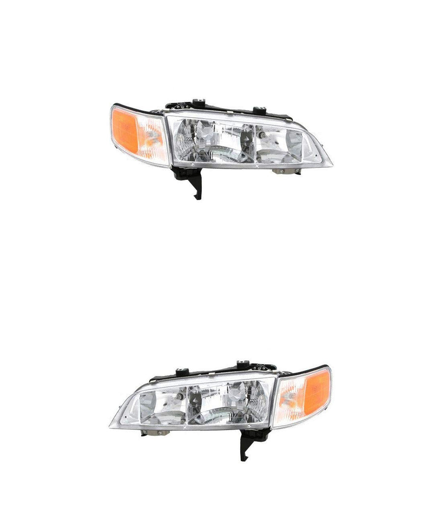 Headlight Assembly - Compatible/Replacement Eagle Eye for 94-97 Honda Accord - Both Pair Left Driver Right Passenger, With Corner-Lamp - 33100SV4A02, 33150SV4A02