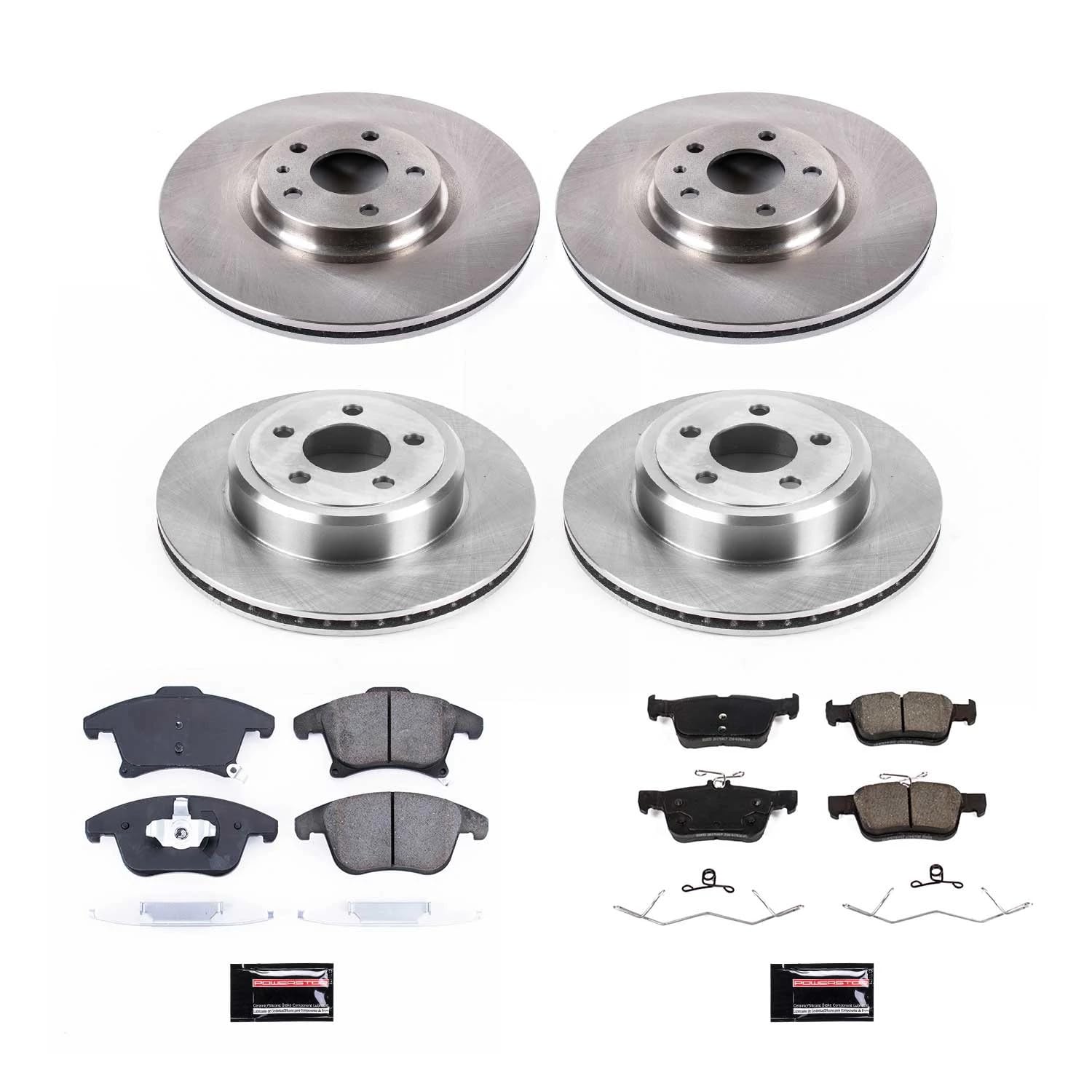 Power Stop KOE8534 Front and Rear Brake Kit-OE Brake Rotors & Ceramic Brake Pads For Ford Fusion 2017-2020 [Model Specific]