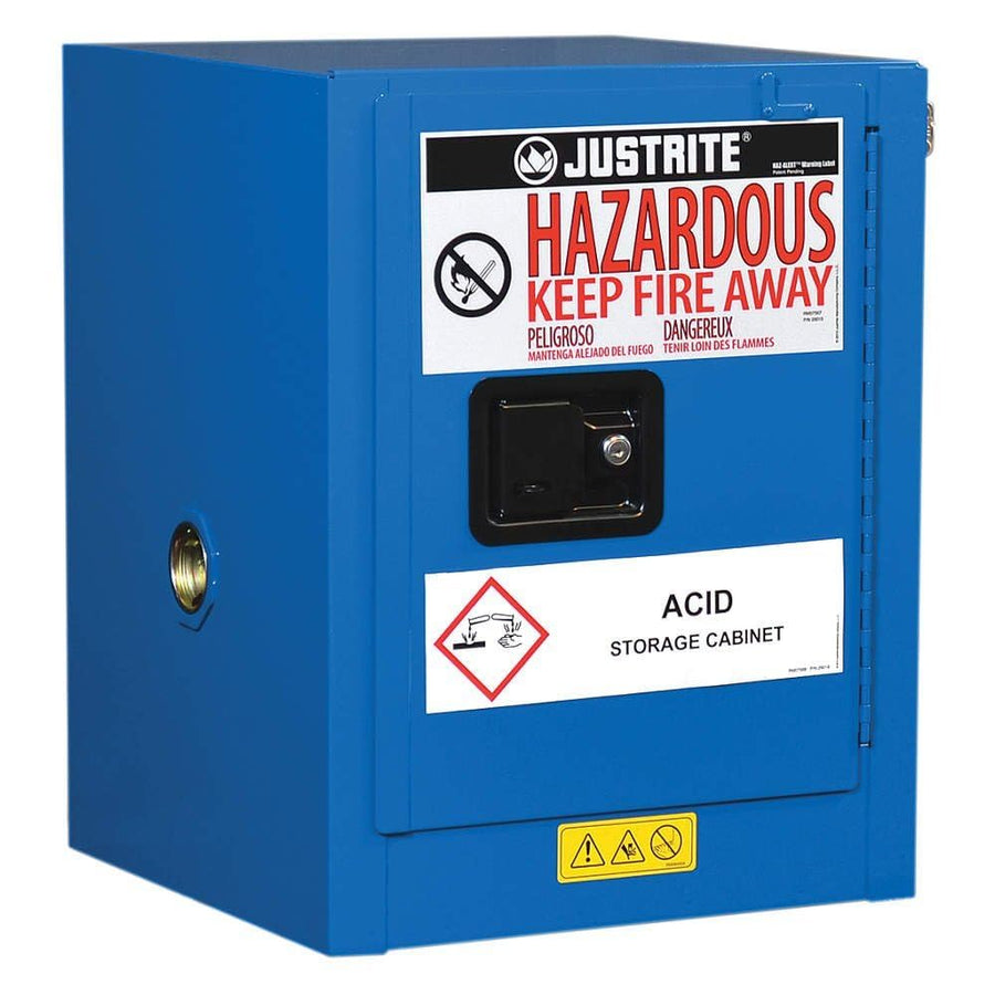 Justrite Hazardous Material Countertop Steel Safety Cabinet, 4 Gallon, Steel, Made in The USA, Blue, 866028