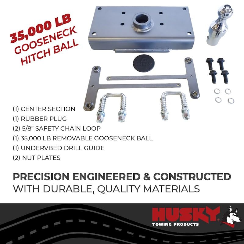 Husky Towing Gooseneck Trailer Hitch 33207 Fits Ram 2500 2014-2018 Direct Fit Under-Bed Design, 35,000 lb Gross Weight Capacity, 8,750 lb Tongue Weight, 2-5/16 Inch Removable Ball