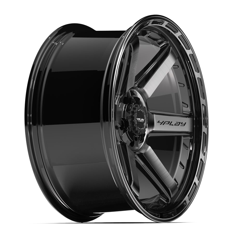 22 Inch 4PLAY Wheels Rim 4P63 Fits 5x127 & 5x139.7 22x10 Gloss Black Brushed with Tinted Clear (1)