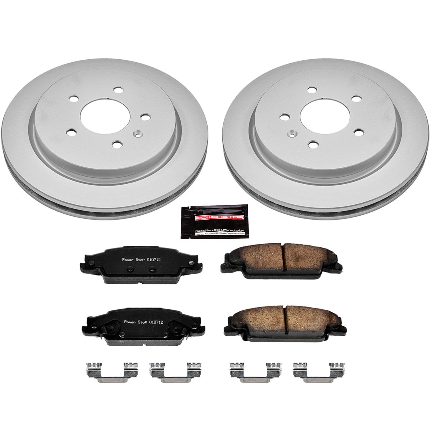 Power Stop Coated Brake Rotor CRK1425 & Ceramic Brake Pads- rear For Cadillac CTS 2003-2007, Cadillac STS 2005-2011 [Model Specific]