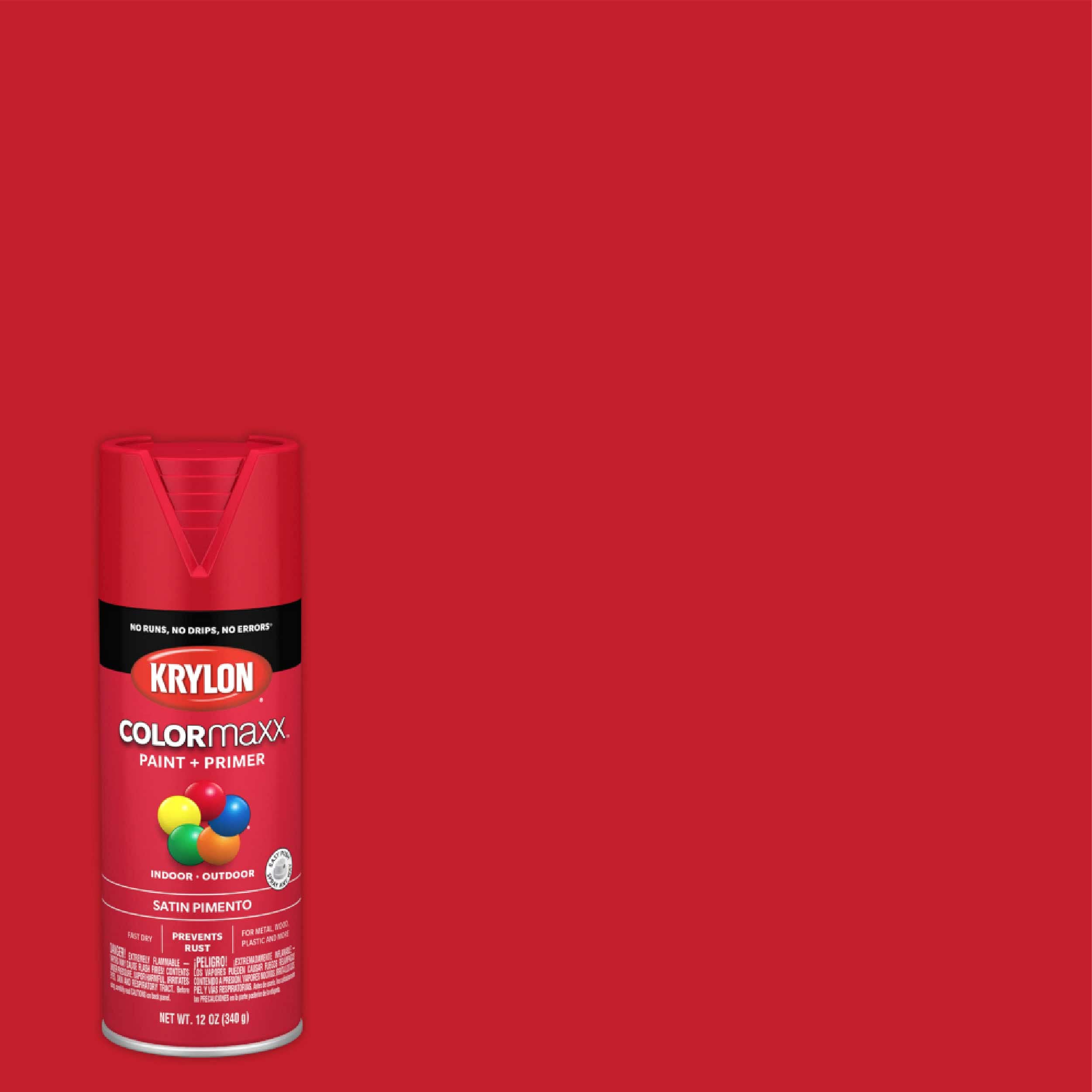 Krylon® COLORmaxx 5574, Pimento, Satin-12 Ounce Aerosol Paint, (Pack of 1)