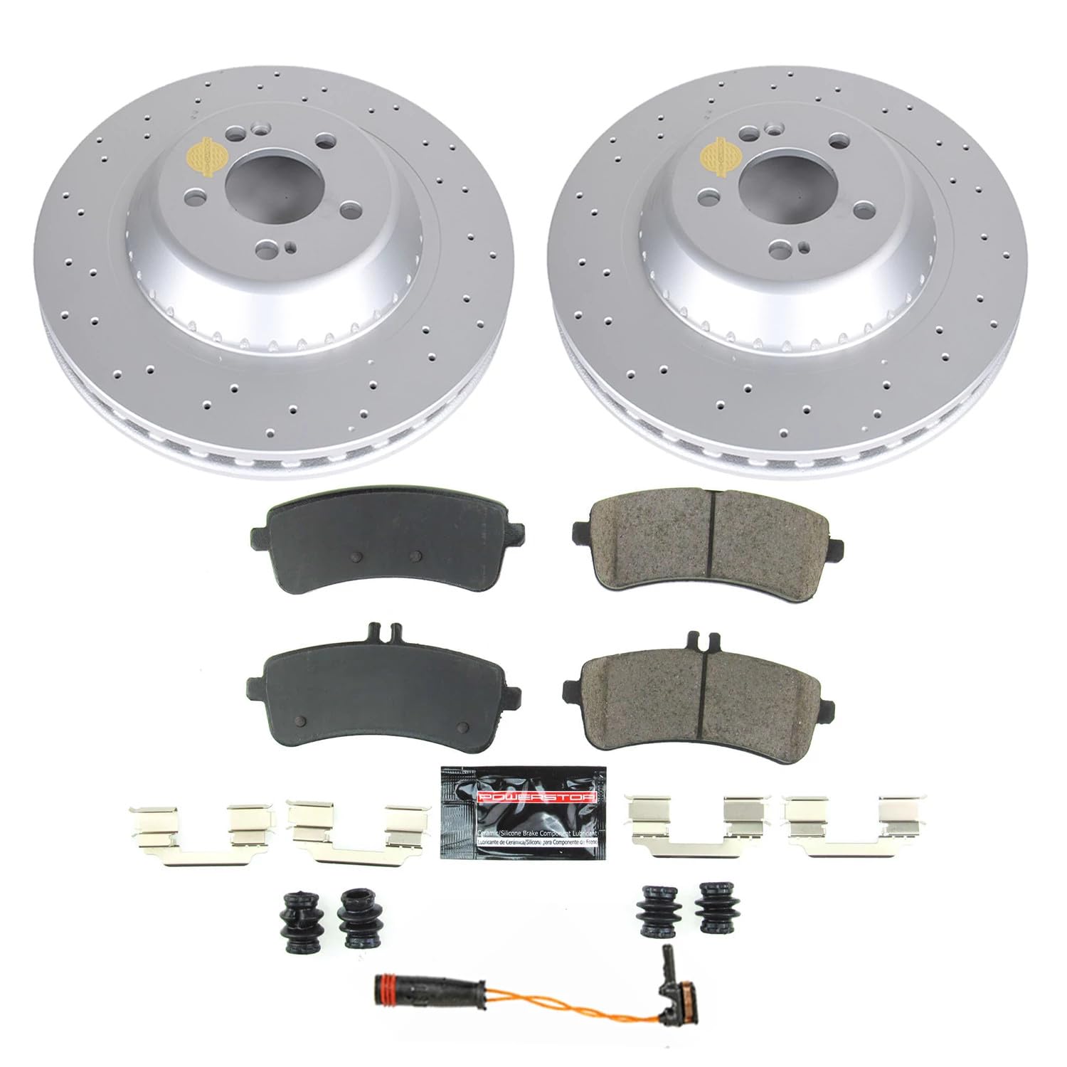 Power Stop Z23 Rear Rotor Kit-Coated Brake Rotors, Carbon Ceramic Brake Pads