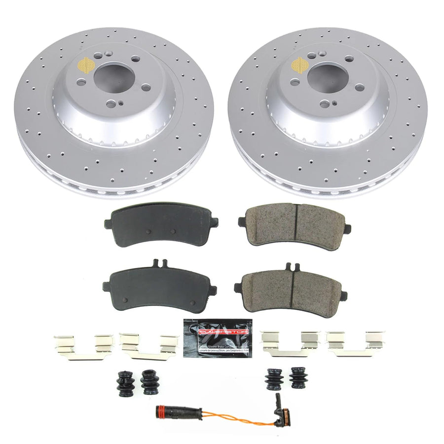 Power Stop Z23 Rear Rotor Kit-Coated Brake Rotors, Carbon Ceramic Brake Pads