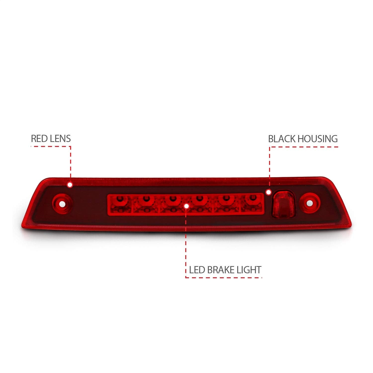 Third Brake Light Assembly Anzo USA LED Red Lens Third Brake Light Assembly