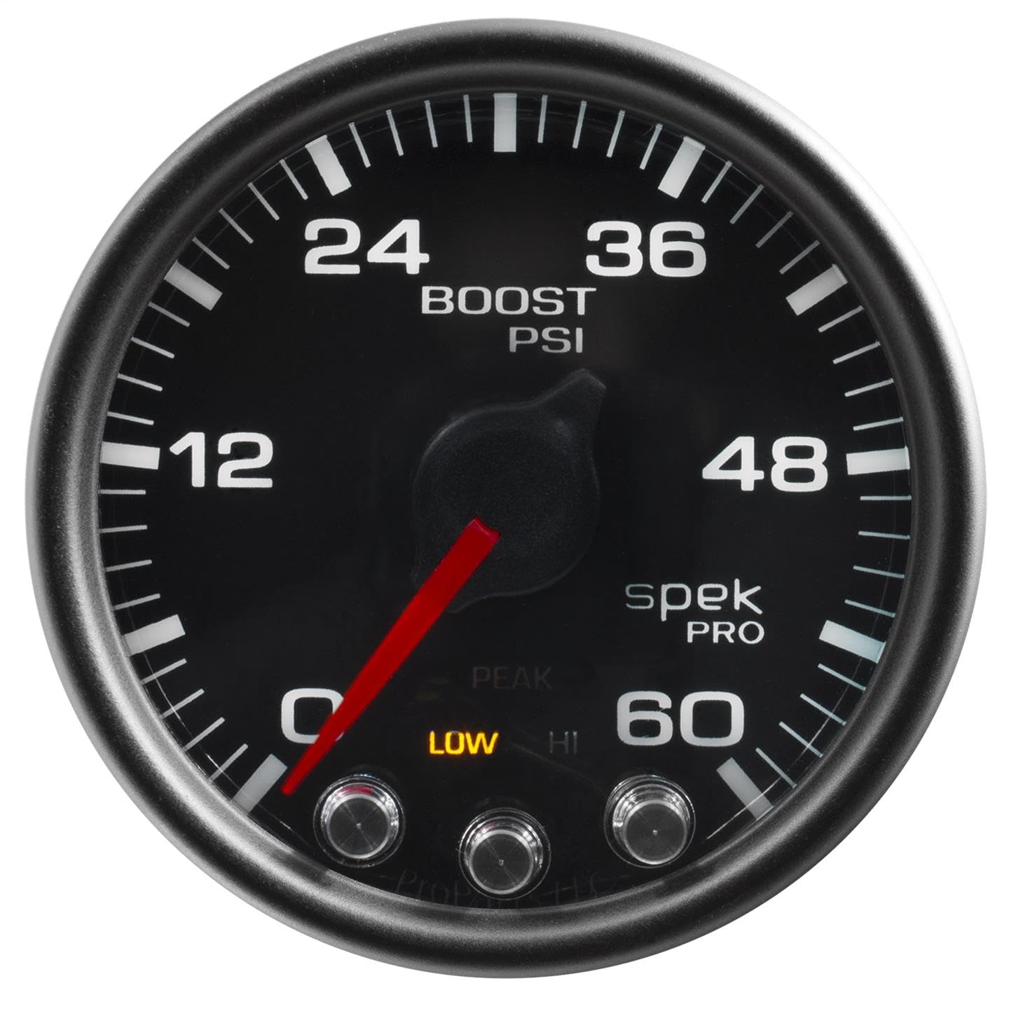 AutoMeter Gauge P30432 Boost (Spek-Pro 2 1/16", 60Psi, Stepper Motorwith Peak & Warn, Blk/Black, Spek-Pro)