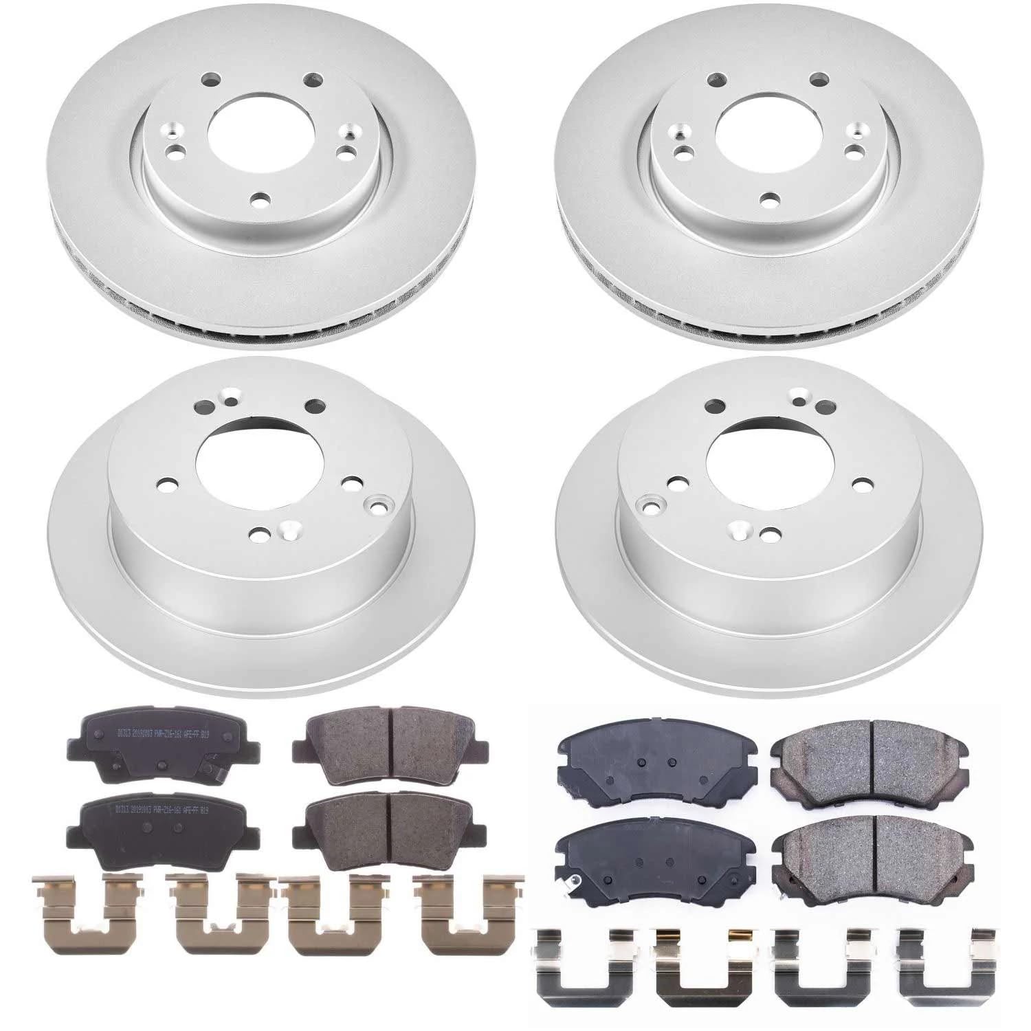 Power Stop CRK5367 Brake Rotor & Coated Ceramic Brake Pads- front & rear For Hyundai Sonata 2009-2010 [Model Specific]