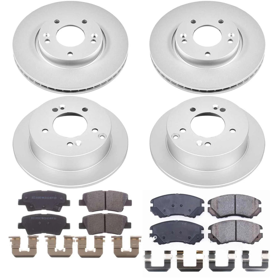 Power Stop CRK5367 Brake Rotor & Coated Ceramic Brake Pads- front & rear For Hyundai Sonata 2009-2010 [Model Specific]