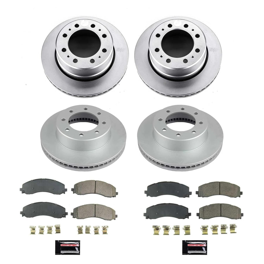 Power Stop Z17 Coated Rotor Kit CRK8639 Front and Rear Brake Rotors, Ceramic Brake Pads For Ram 3500 2019-2022 [Model Specific]