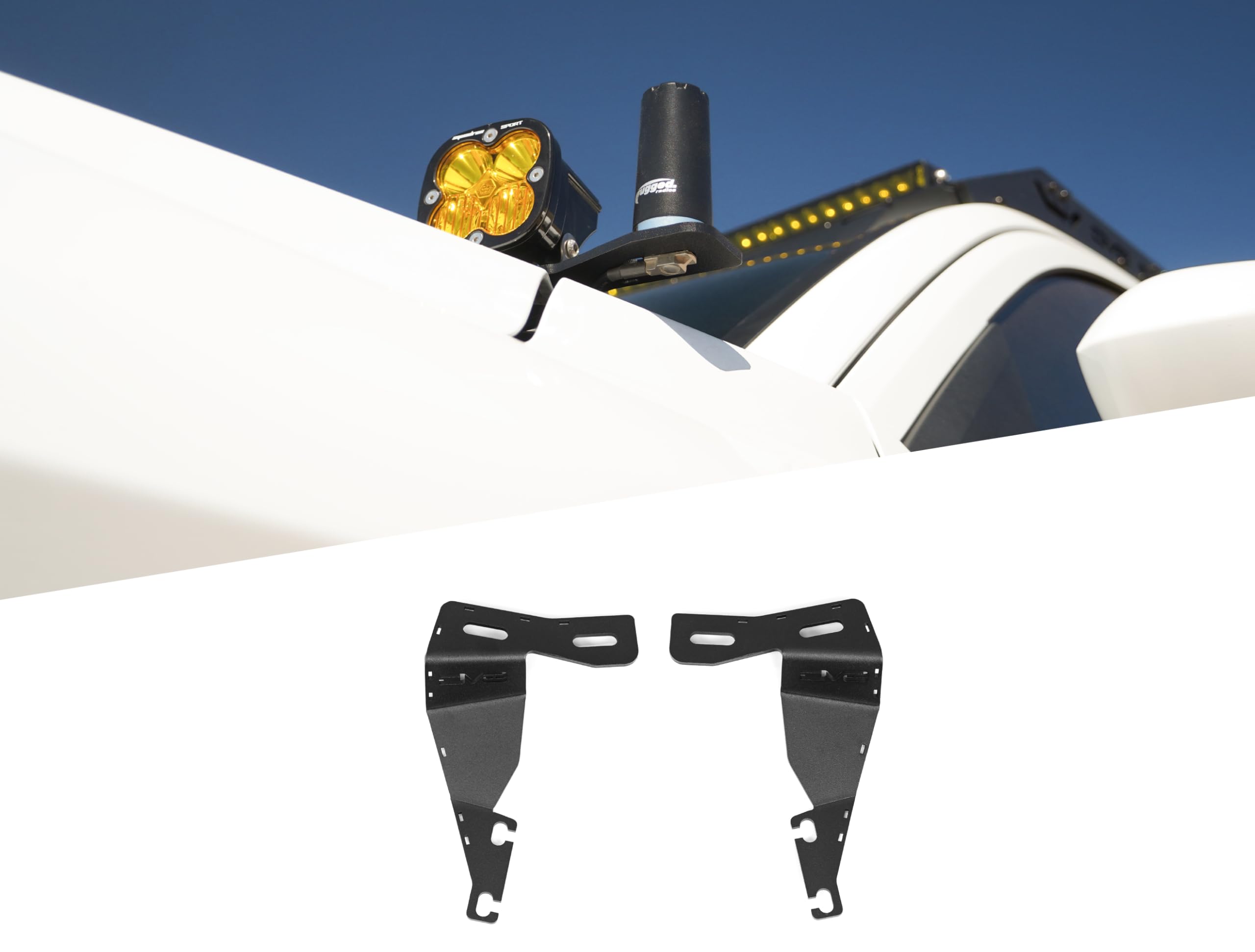 Ditch Light Brackets DV8 Offroad for 2024-2025 Toyota Tacoma | Mounts Up to Two 3" Pod Lights | Second Mounting Point Can Be Used for an Antenna, Whip Light, etc. | Low-Profile Fitment | Fully Bolt-On