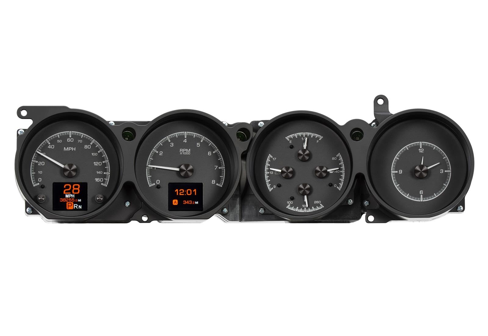 Dakota Digital HDX-70D-CLG-K Analog Gauge System Compatible with 1970-74 Dodge Challenger and 1970-74 Plymouth Cuda with Rallye Dash Black Alloy