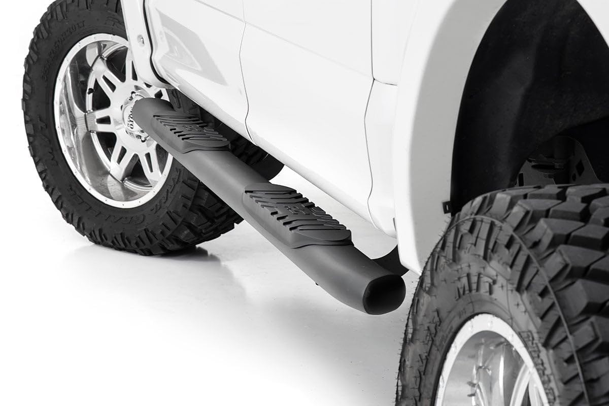 Rough Country Nerf Steps Oval for Ford F-150/Lightning/F-250/F-350/Raptor (2015-2026) Crew Cab - OEM Style Rails with Built-in Side Steps