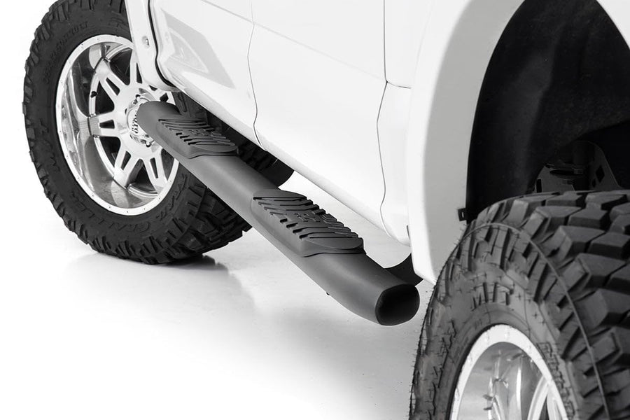 Rough Country Nerf Steps Oval for Ford F-150/Lightning/F-250/F-350/Raptor (2015-2026) Crew Cab - OEM Style Rails with Built-in Side Steps