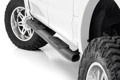 Rough Country Nerf Steps Oval for Ford F-150/Lightning/F-250/F-350/Raptor (2015-2026) Crew Cab - OEM Style Rails with Built-in Side Steps