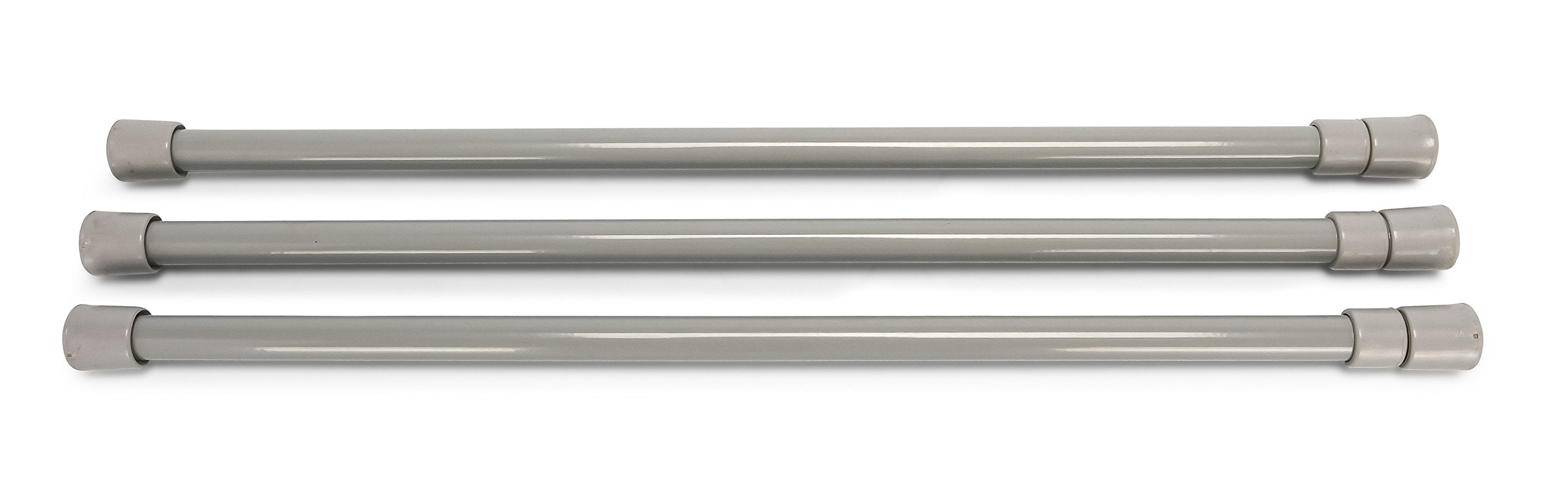 28" Camco RV Refrigerator Bars - 3 pack, Holds Food and Drinks in Place During Travel, Prevents Messy Spills, Extends Between 16" and 28" - Gray (44055)