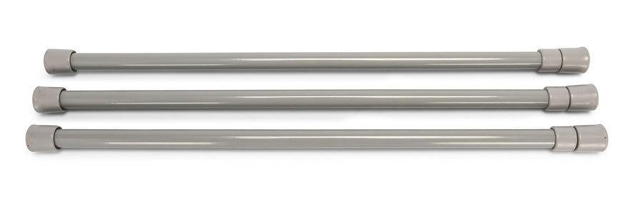 28" Camco RV Refrigerator Bars - 3 pack, Holds Food and Drinks in Place During Travel, Prevents Messy Spills, Extends Between 16" and 28" - Gray (44055)
