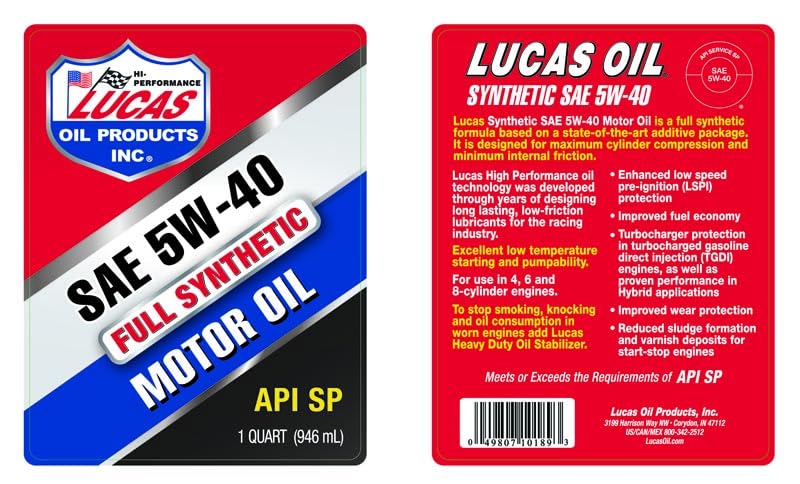 Motor Oil Lucas Oil 10189 - 1 Quart