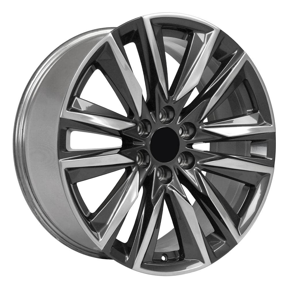 22 Inch OE Wheels CA91 Rim Fits Escalade Sport Style 6x139.7 22x9 Gloss Gunmetal with Polished Face - Hollander 4869 (1)