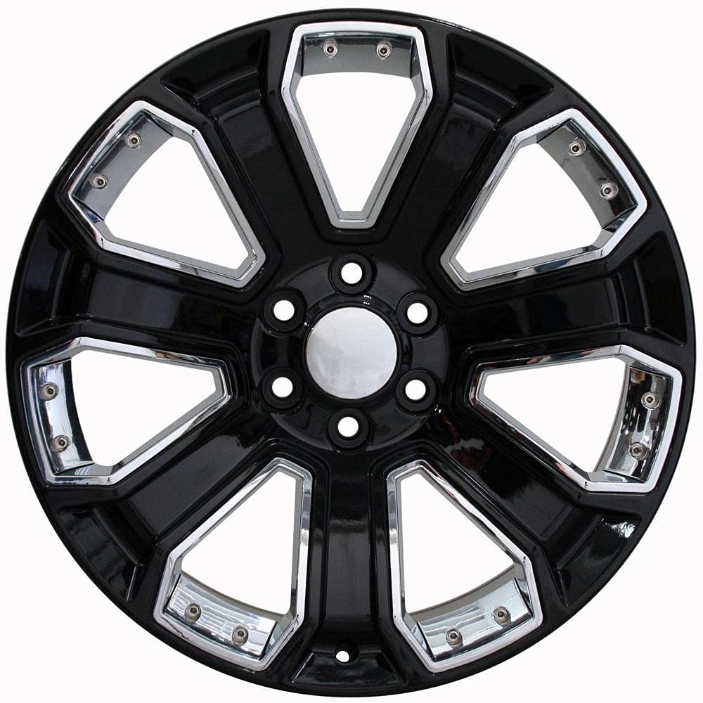 22 Inch OE Wheels CV93B Rim Fits Silverado 1500 Style 6x139.7 22x9 Gloss Black with Chrome Insert - Hollander 5660 (1)