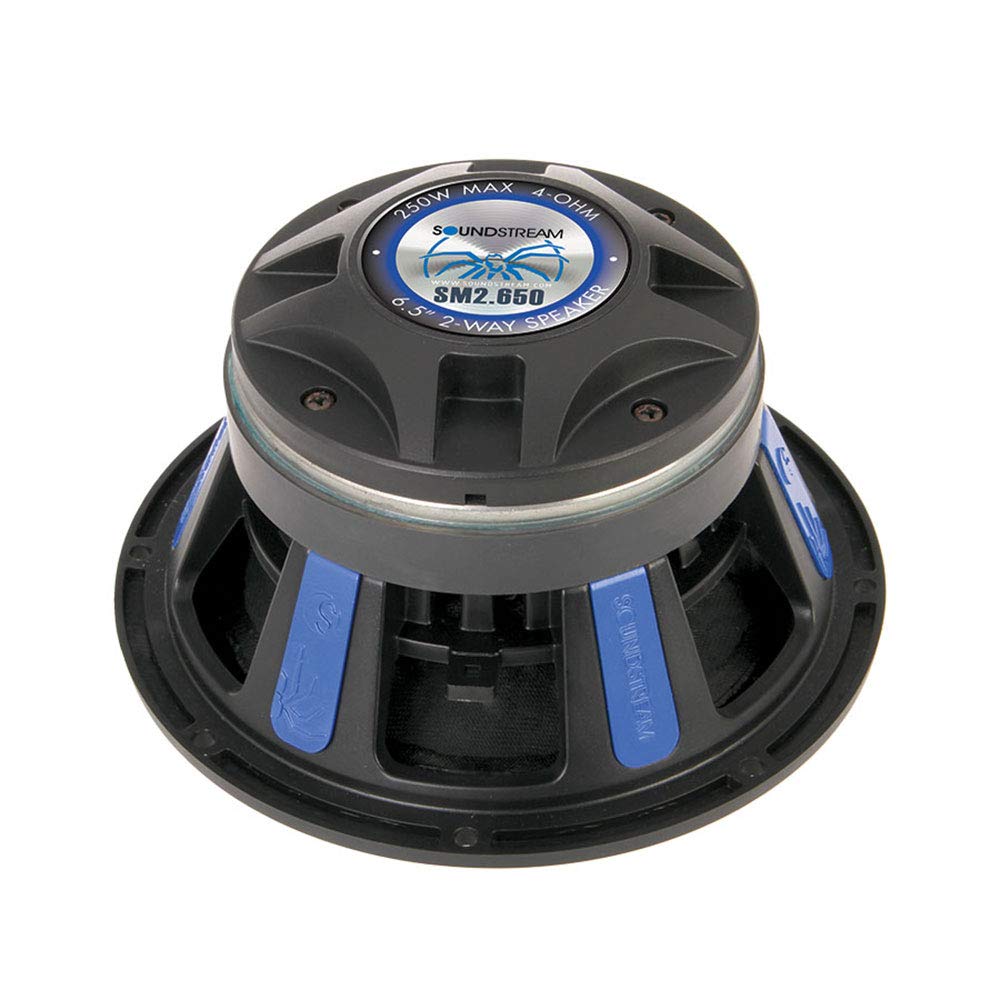 Soundstream 6.5-Inch SM2.650 2 Way 250W Pro Audio Midrange Speakers with Built in Horn Tweeter (Pair)