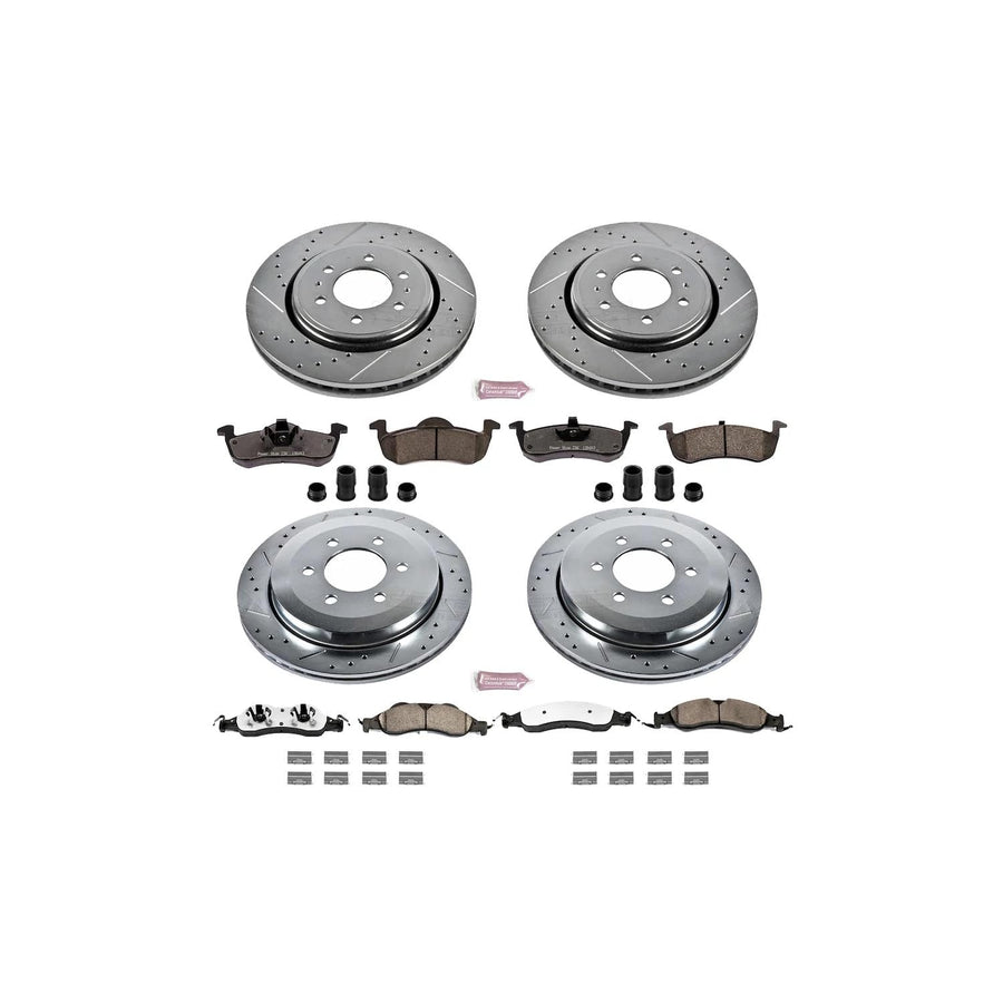 Power Stop Brake Kit Front and Rear For 2007 2008 2009 Ford Expedition 2007 2008 2009 Lincoln Navigator - Truck & Tow Carbon Fiber Ceramic Pads & Drilled and Slotted Rotors Replacement, K4109-36