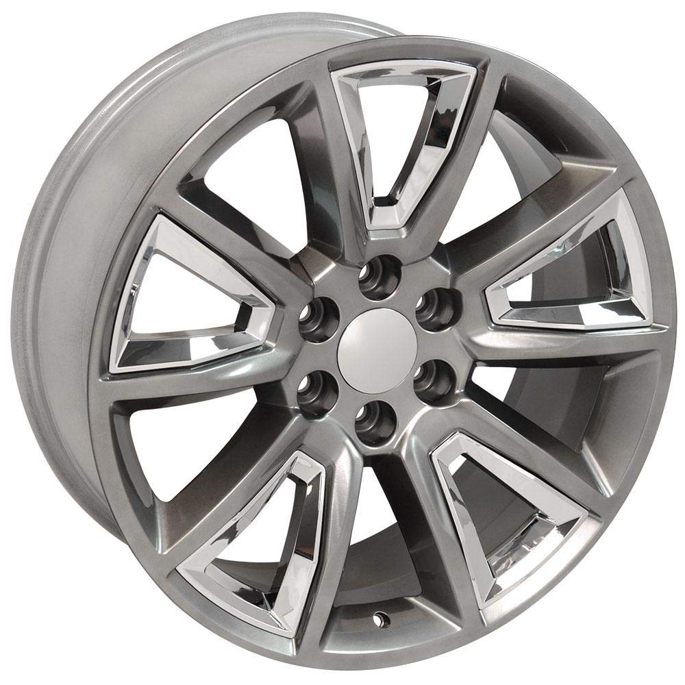 22 Inch OE Wheels CV73B Rim Fits Tahoe Style 6x139.7 22x9 Gloss Hyper Black with Chrome Insert - Hollander 5696 (1)