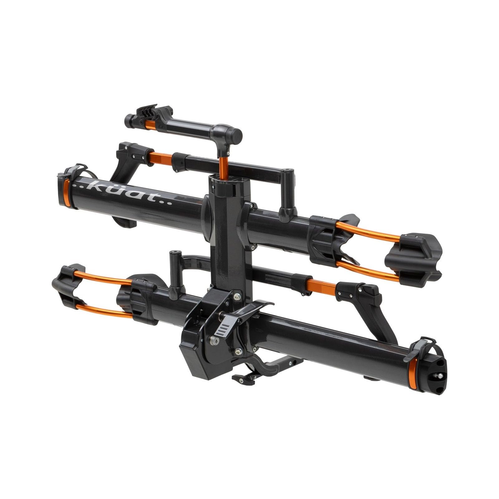 2-Bike Hitch Rack KUAT NV 2.0-1.25" | Robust 2-Bike Rack with Trail Doc for Riders & Cyclists | Rugged All-Metal Construction | E-Bike Compatible | Easy Installation, Gray Metallic/Orange Anodize