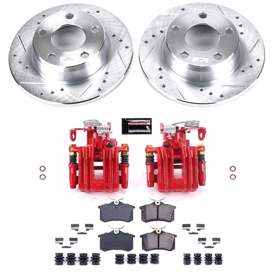 Power Stop Z23 Evolution Rear KC941 Brake Caliper Kit- Brake Rotors, Carbon-Fiber Ceramic Brake Pads, Brake Calipers For Audi A6 Quattro 1998-2004 [Model Specific]