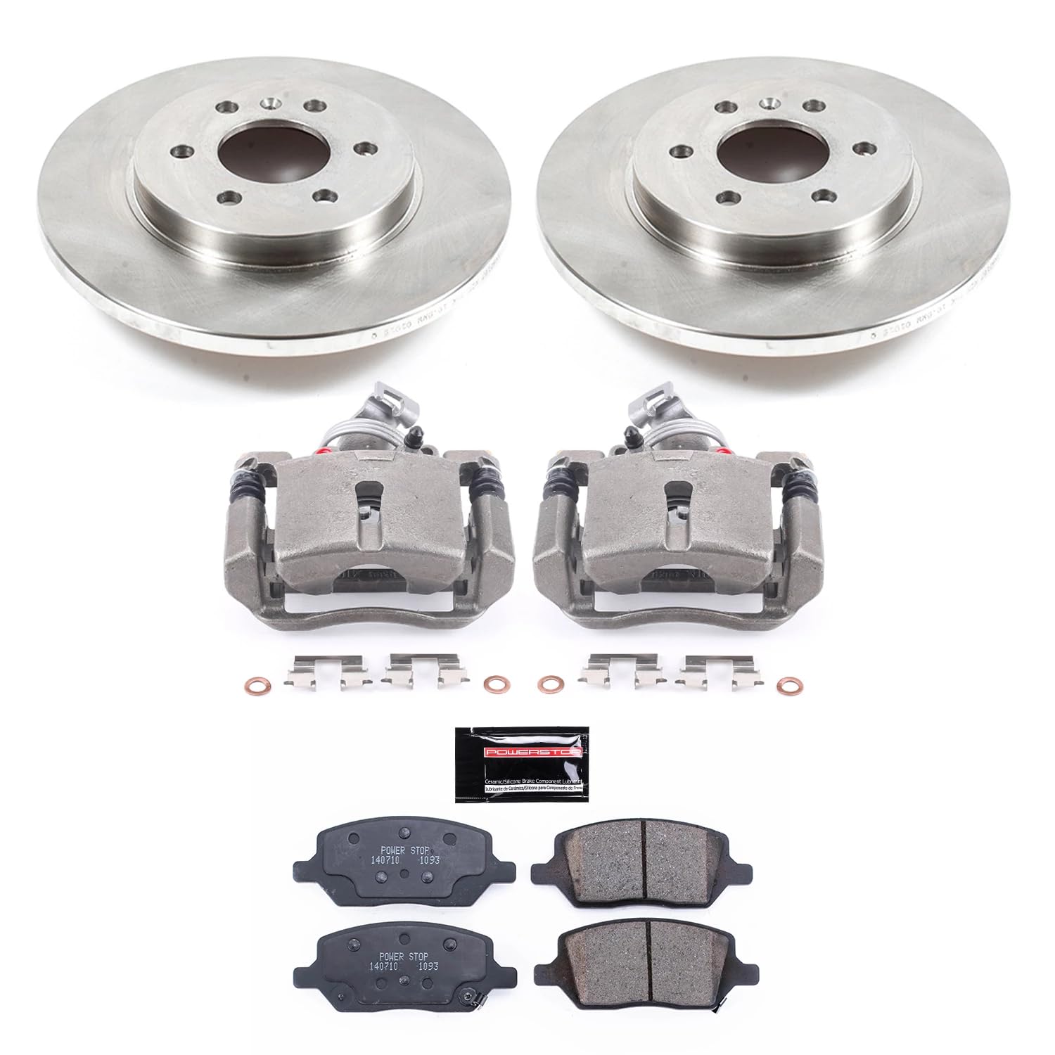 Power Stop KCOE4610 Replacement Autospeciality Rear Caliper Kit- OE Rotors, Ceramic Brake Pads, Calipers For Buick Terr, Chevrolet Uplan, Pontiac Mont, Saturn R [Model Specific]