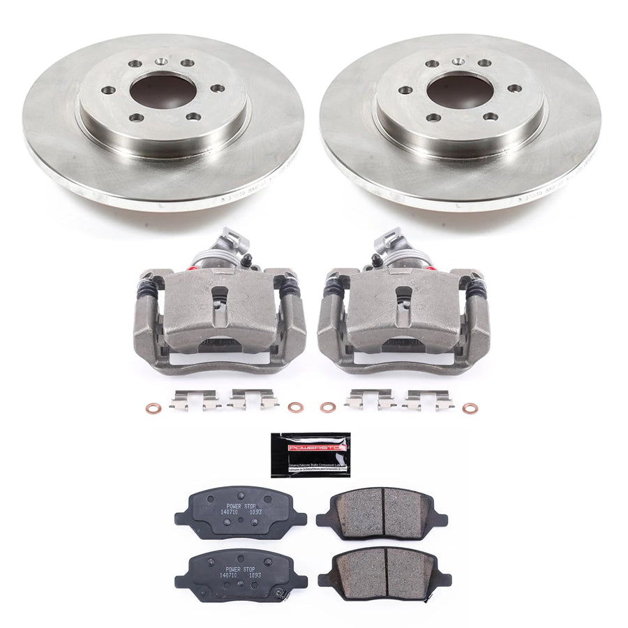 Power Stop KCOE4610 Replacement Autospeciality Rear Caliper Kit- OE Rotors, Ceramic Brake Pads, Calipers For Buick Terr, Chevrolet Uplan, Pontiac Mont, Saturn R [Model Specific]