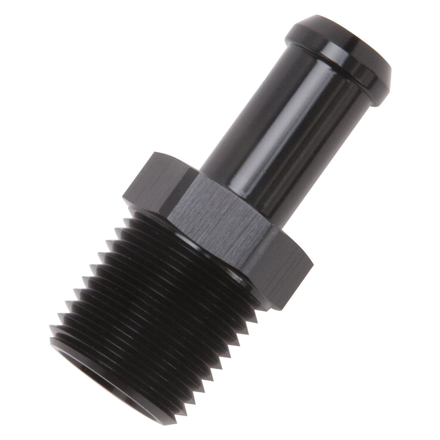 Edelbrock Heater Hose Fitting 8119 Straight 1/2 in. NPT and 1/2 in. Barb Black Hose End