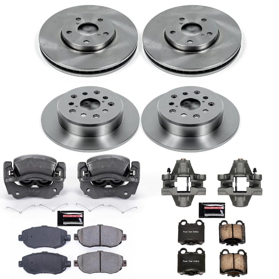Power Stop KCOE1079 Replacement Autospeciality Front and Rear Caliper Kit- OE Rotors, Ceramic Brake Pads, Calipers For Lexus GS300, Lexus GS400, Lexus GS430, Lexus SC430 [Model Specific]