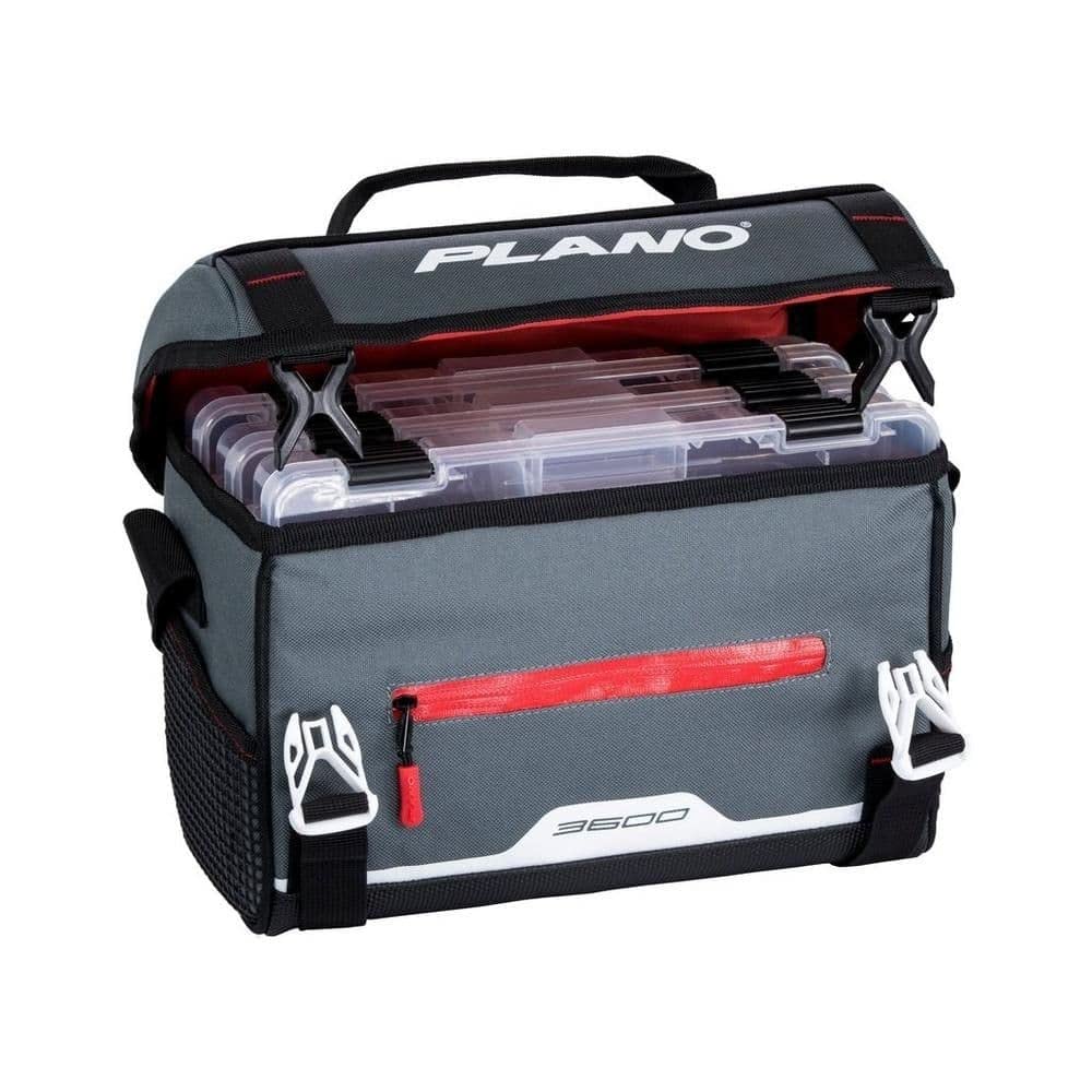3600 Plano Weekend Series Softsider Tackle Bag, Gray Fabric, Includes 2 3600 Stowaway Utility Tackle Boxes, Soft Fishing Tackle Storage Bag, Water-Resistant