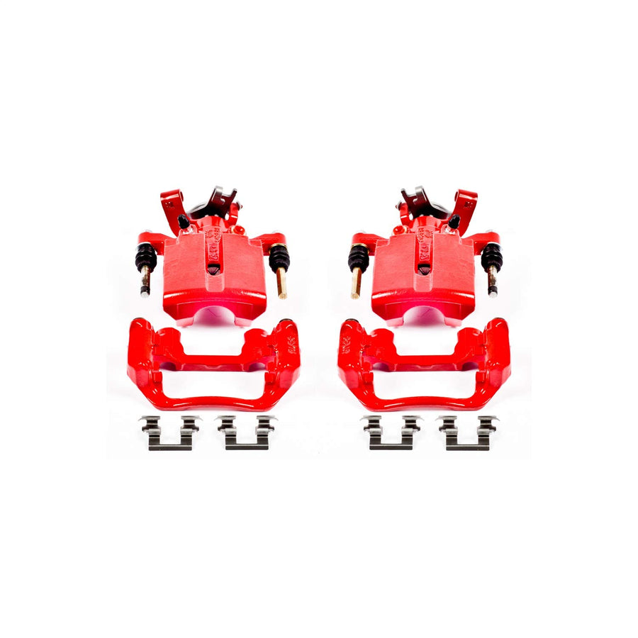 Power Stop S4892 Rear Pair of High-Temp Red Powder Coated Calipers for Chevrolet Cobalt, Chevrolet HHR, Chevrolet Malibu, Pontiac G5, Pontiac G6, Saturn Aura, Saturn Ion [Model Specific]