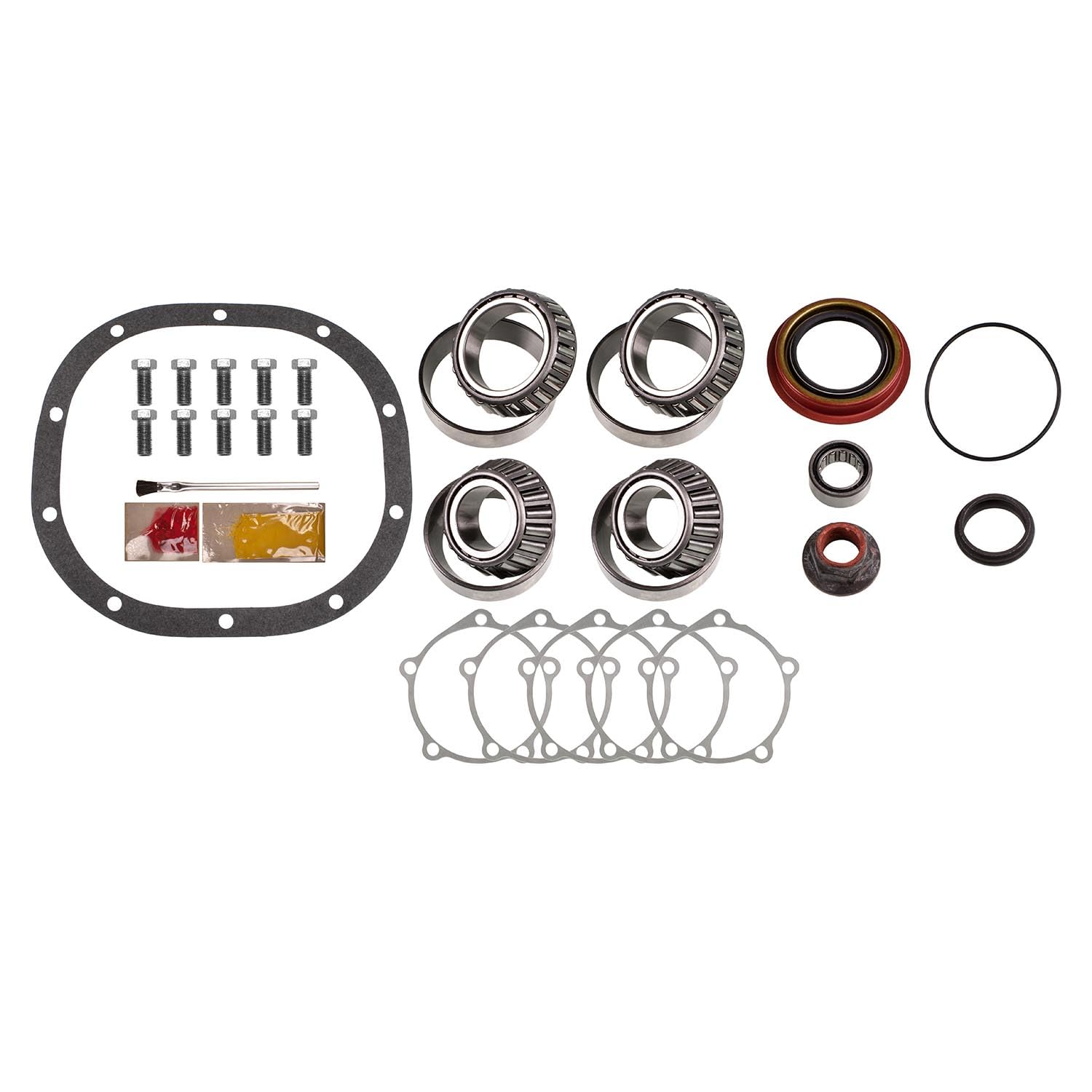 XL-1014-1 EXCEL Master Bearing Kit for Ford 8" Large Carrier ID 1.781" Kit Includes Koyo Tapered Bearings Brush, Cover Gasket Crush Sleeve Marking Compound Pinion Nut, Seal and Thread Locking Compound