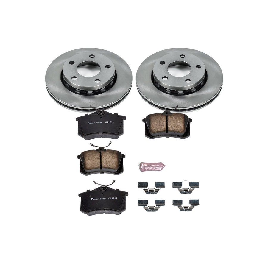 POWERSTOP Autospecialty KOE894 Rear Replacement Brake Kit-OE Brake Rotors & Ceramic Brake Pads For Audi S4 2000-2002 [Model Specific]