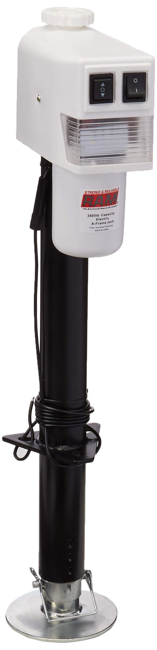 3,500 lb. Electric Trailer Jack RAM EJ-3520-WBX with Drop Leg - White