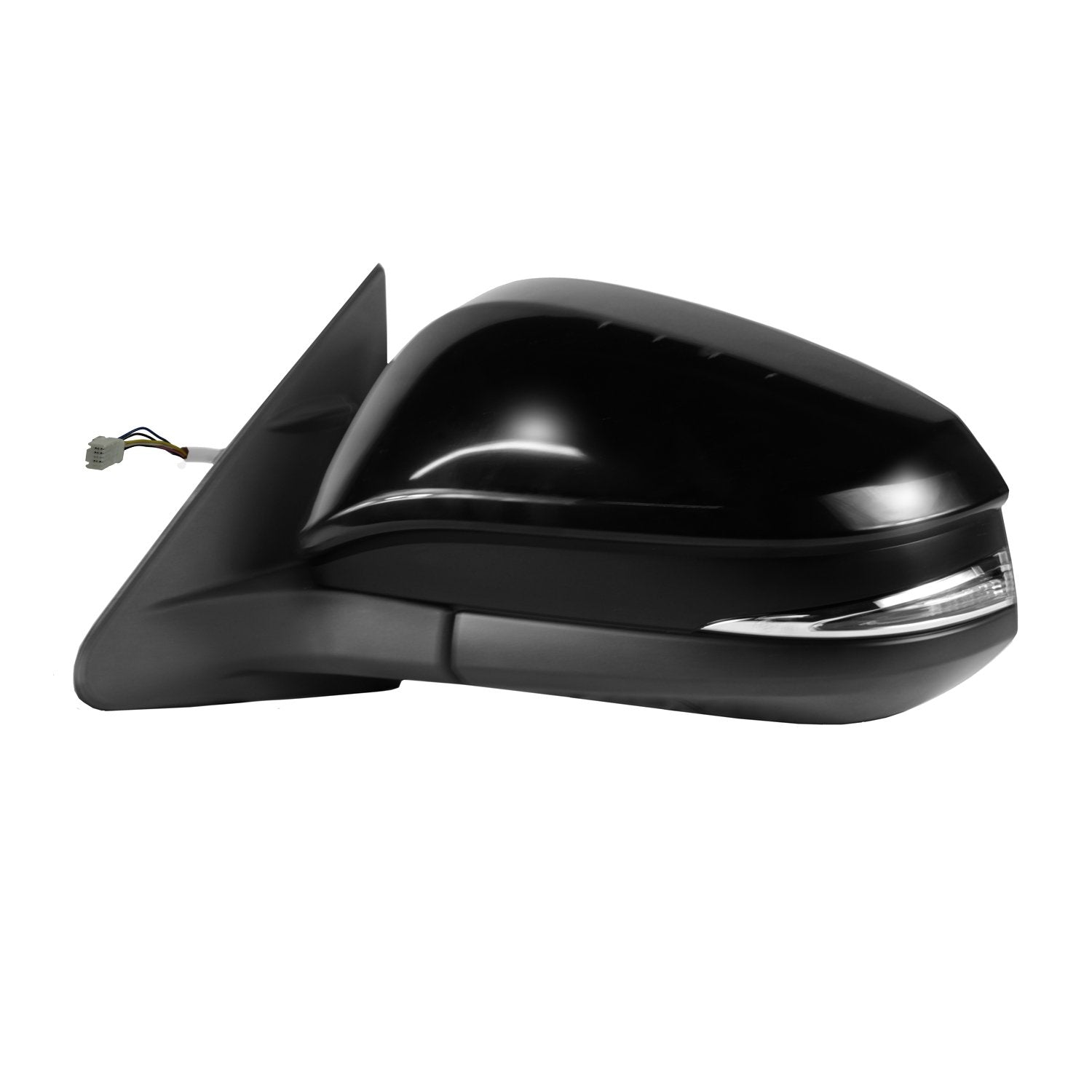 Mirror Driver Side for Toyota Highlander, textured black w/PTM cover, w/signal, foldaway, w/o blind spot detection, Heated Power