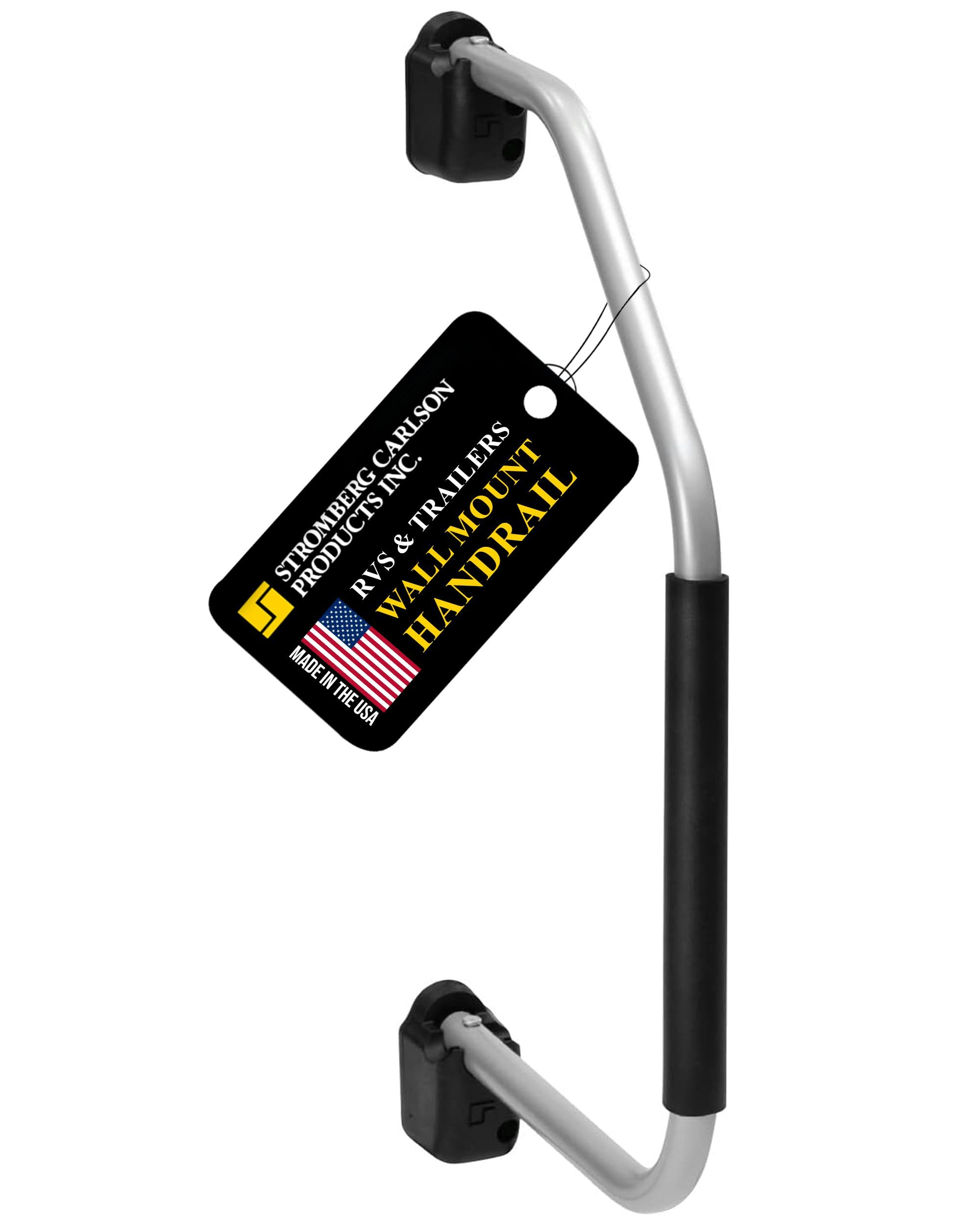 Stromberg Carlson Lend A Hand AM-300 Assist Rail - RVs & Trailers Wall Mount Handrail, RV Door Handle, Ideal for RVs & Trailers, Camper Entry Door Handle, Silver Finish, 27" Long x 15.5" Depth
