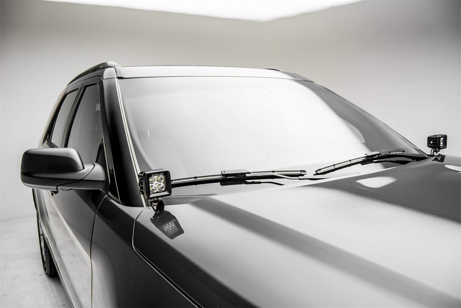 ZROADZ LED Kit Ditch Hood Hinge - Compatible w/ 2016-2017 Ford Explorer - Incl. (2) 3 Inch LED Pod Lights - Mild Steel Gloss Black Finish - Bolt-On Easy Installation - PN #Z366641-KIT2