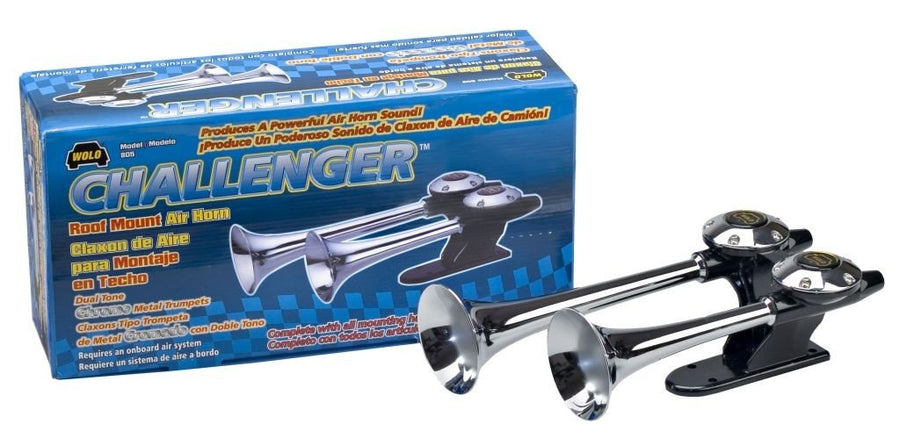 Challenger Chrome Dual Trumpet Horn Wolo (805) - 12 Volt